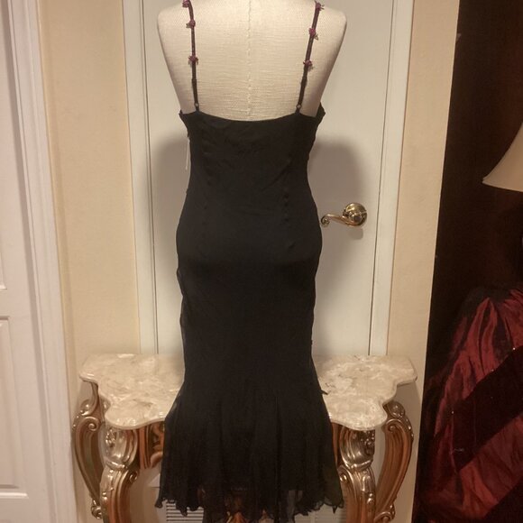 Vintage New 90's Y2K ECI New York Silk Beaded Floral Detail Fairy Dress 10 $186 - Picture 3 of 5